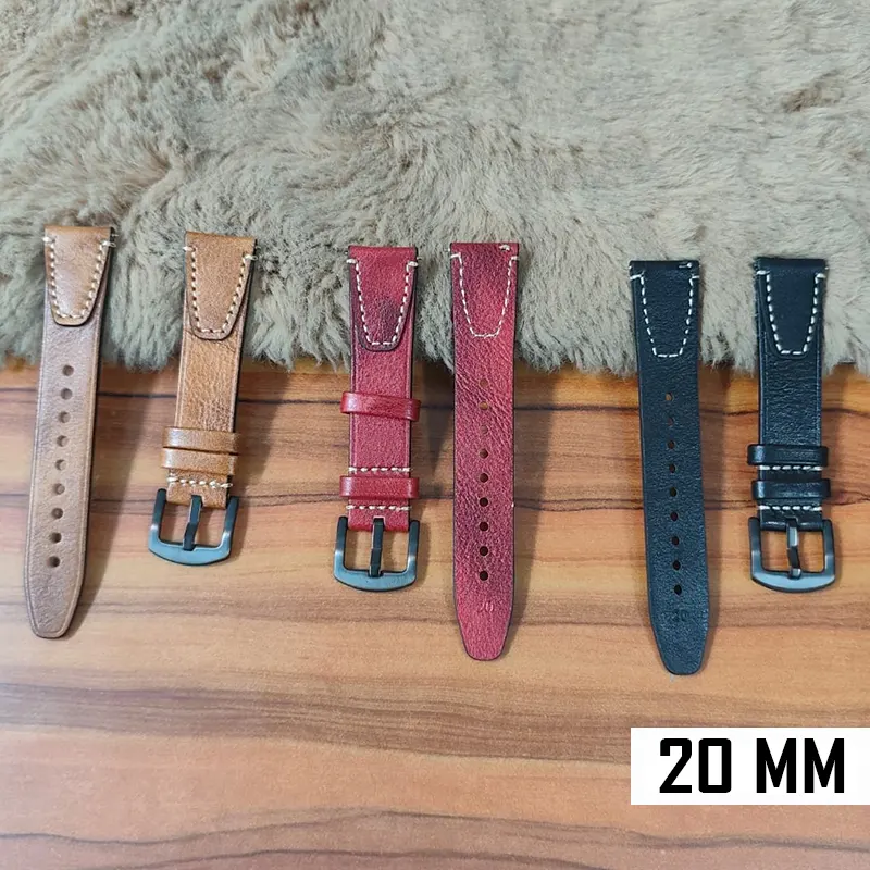 20mm Red Watch Strap Genuen Leather Premium Quality